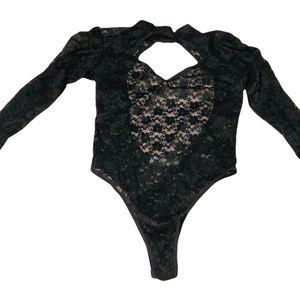 Escante High Neck Collared Bodysuit with Sweetheart Neckline ~ OS ~ NWOT